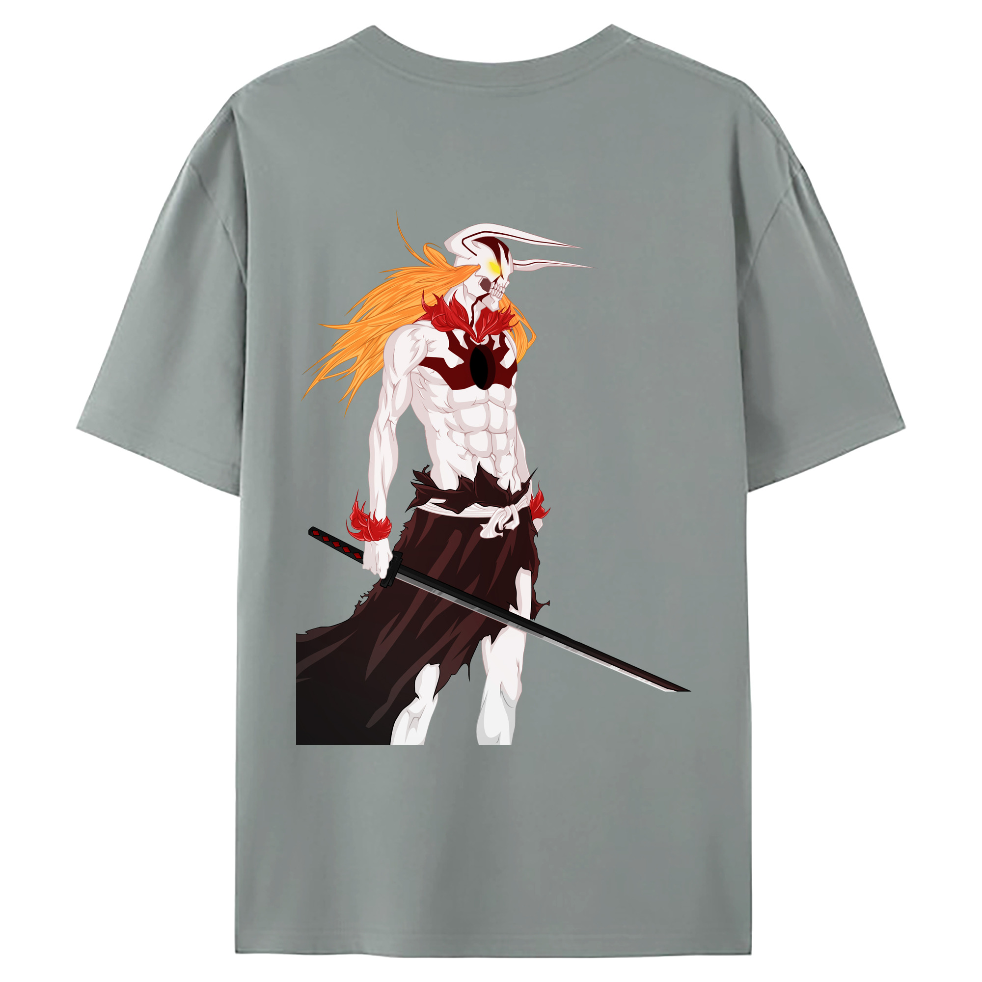 （画像用） ブリーチ 黒崎一護（くろさき いちご）BLEACH Kurosaki Ichigo 綿100％ メンズ半袖Tシャツ（バックプリント） 通気性